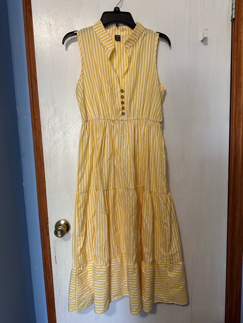 Women’s Yellow & White Striped Summer Dress, Boho, Size Medium (6-8), NWoT